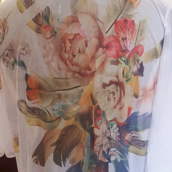 SEXY * WHITE MESH CHOKER * FLUTTER SLEEVE TOP * 3X - Picture 6 of 7